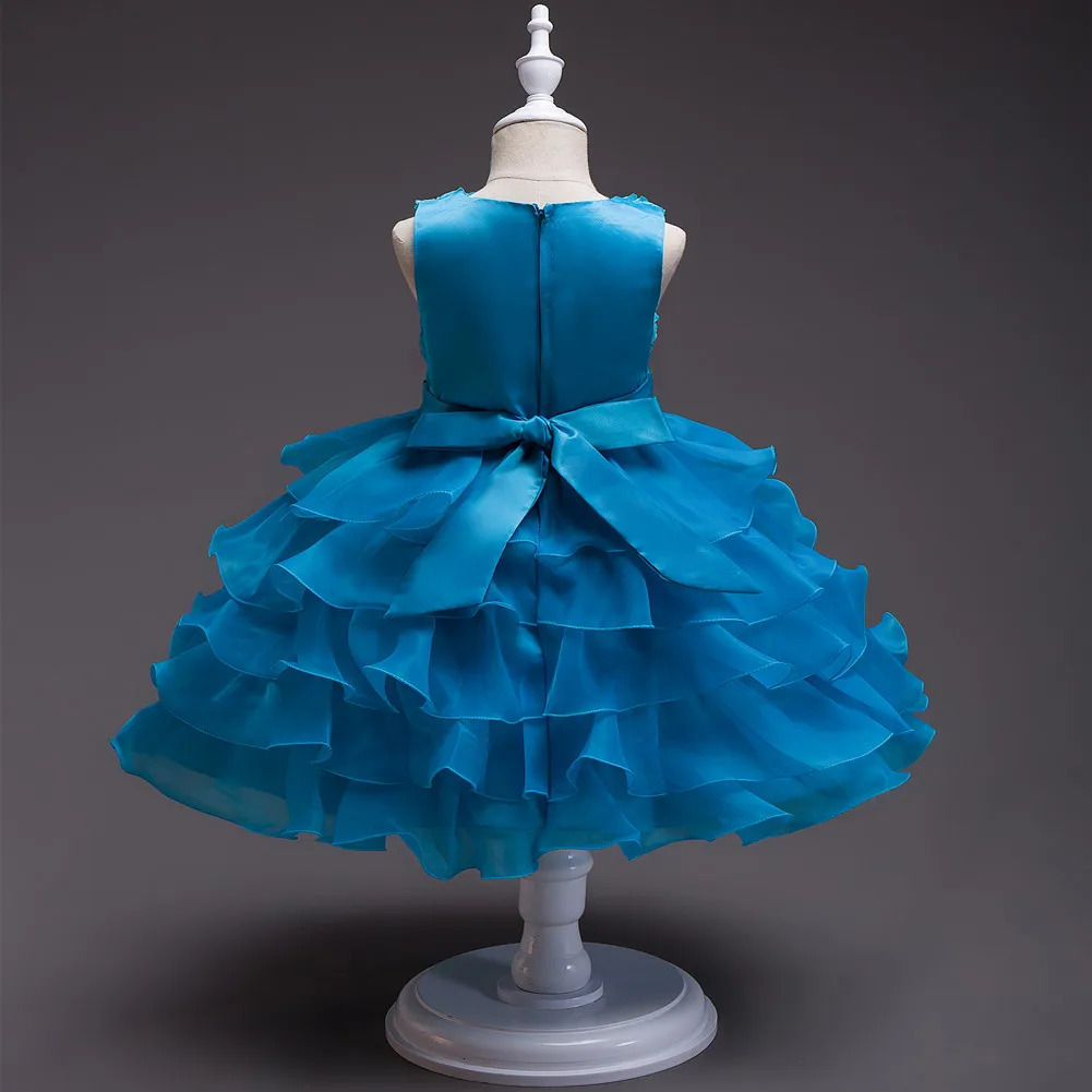 Girls bow dress A dress with suspenders Rose flower girl wedding dress 251023