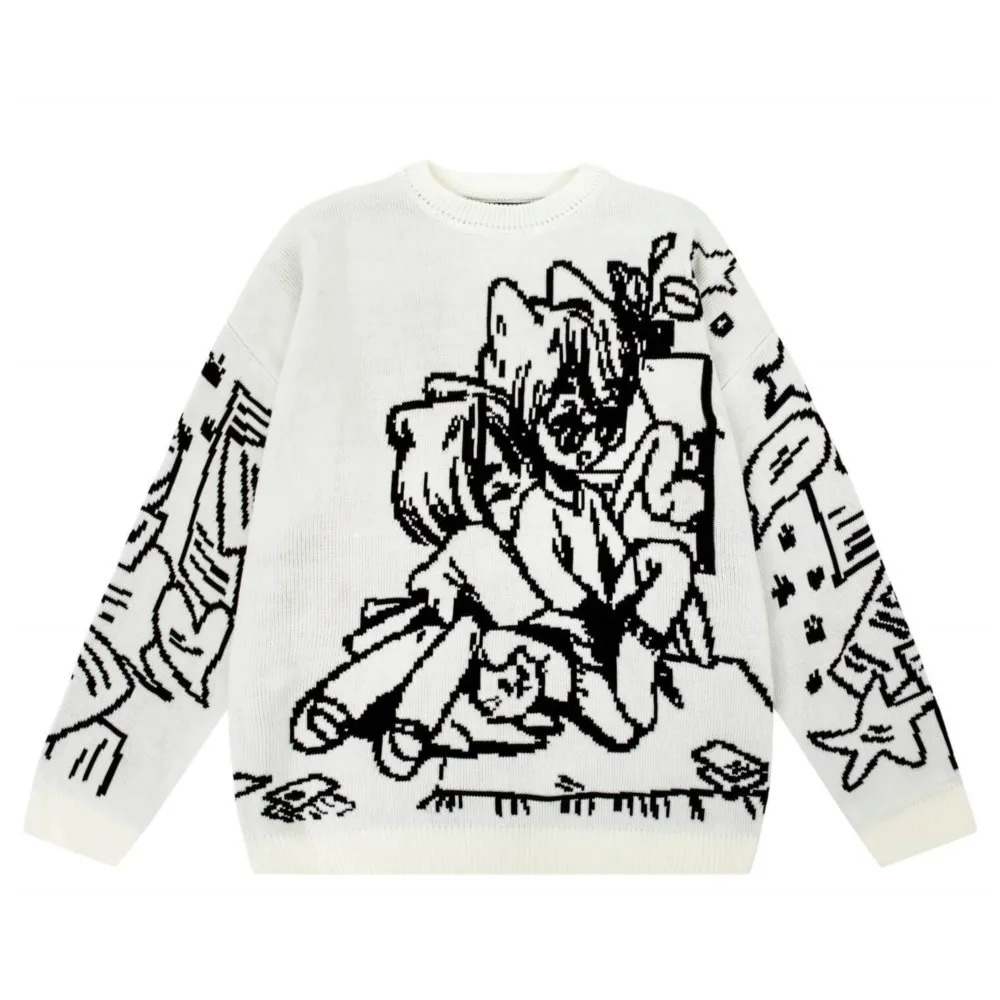 Vintage Cartoon Knitted Sweaters Men Casual Oversized Fashion Women Streetwear Tops Harajuku Pullover Y2k Aesthetic Clothes Goth 251020