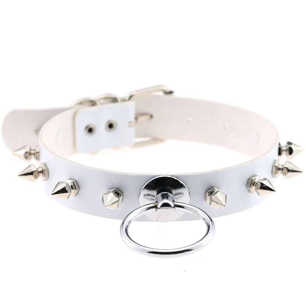 Vintage Circle Leather Collar Punk Rivet Spikes Choker Necklace For Women Rock Neck Strap Fashion Party Jewelry 251023