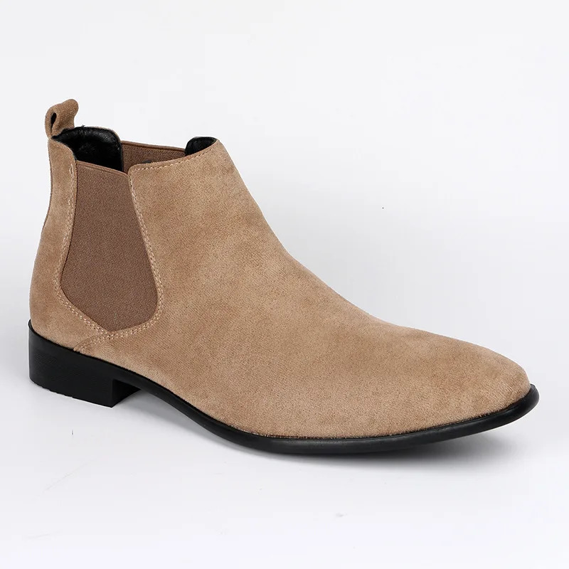 Mens frosted suede Chelsea Boots square toe mens autumn shoes with stylish mens ankle boots large size 48 D610 251023