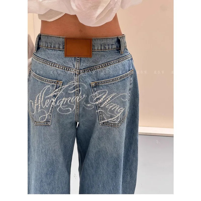 Loose Wide Leg Womens Jeans Casual Pants Trousers Vintage Retro American Style Chic Distressed Oversized Fashion 251020