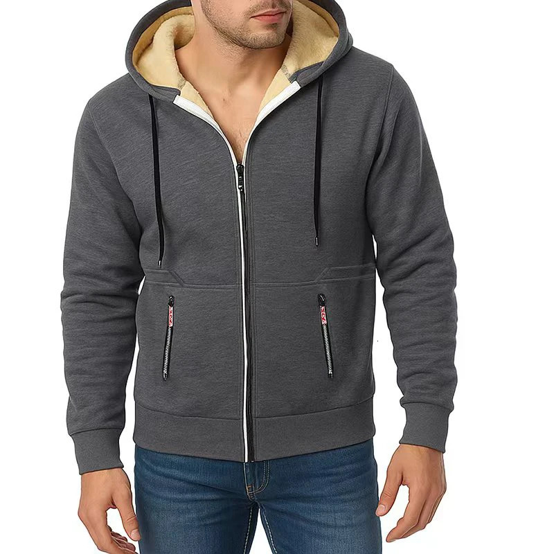 Animal Game Hoodies for Men Heavyweight Fleece Sweatshirt Full Zip Up Thick Sherpa Lined Hooded Jacket Casual Thick Sweatshirts 251023CJ