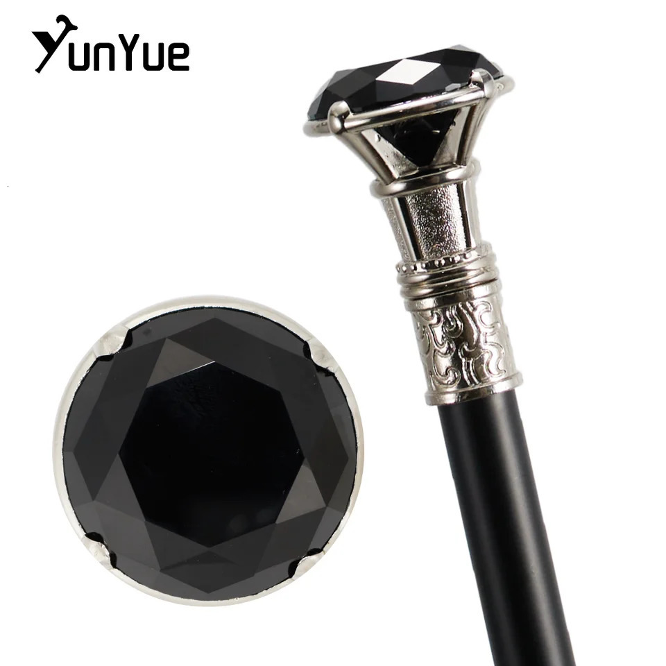 Black Diamond Type Silver Walking Cane Gentleman Elegant Fashion Decorative Walking Stick Lady Vintage Cosplay Crosier Knob Cane 251022