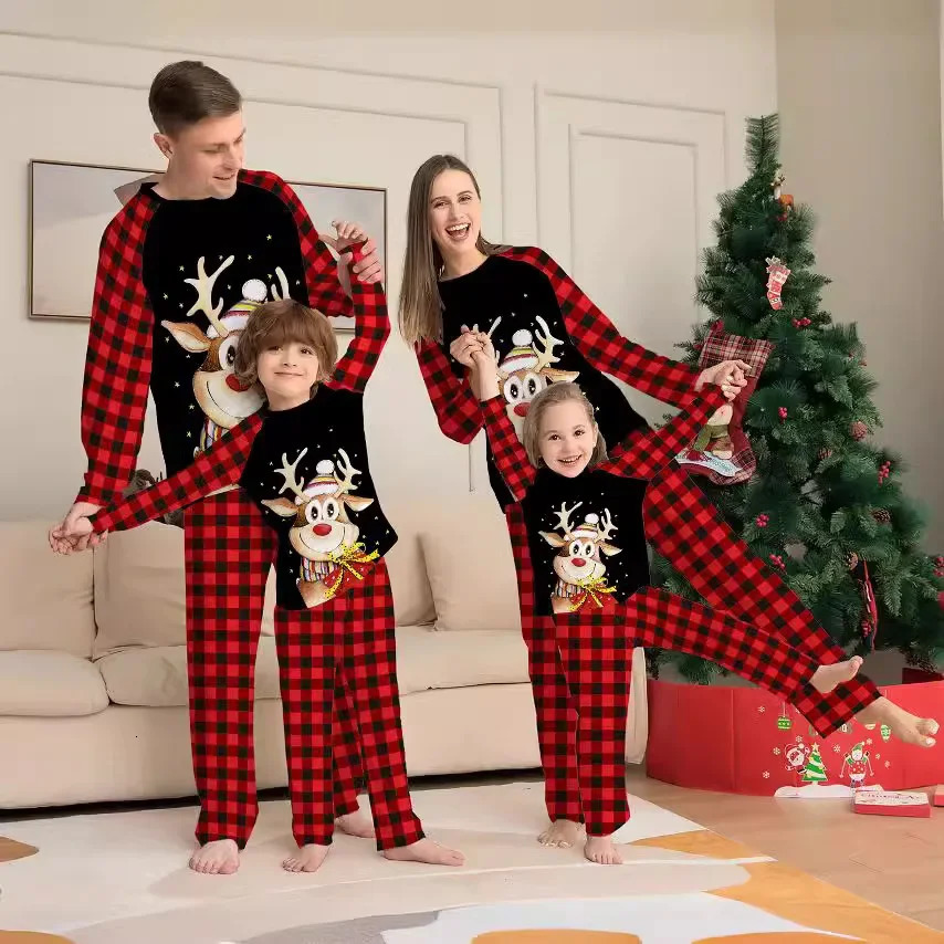 Family Metching Pajamas Christmas Parentchild Outfits Printed Home Wear Pajama Sets Baby Jumpsuits Pet Dog Clothes 251023
