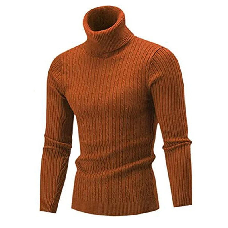 Autumn Winter Mens Warm Sweater Long Sleeve Turtleneck Sweater Retro Knitted Sweater Pullover Sweater 251020