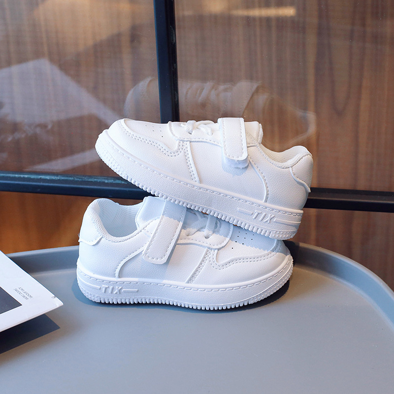 Free shipping Fashionable solid soled shoes for boy girls children's college style white shoes spring autumn ultra light children's sports s