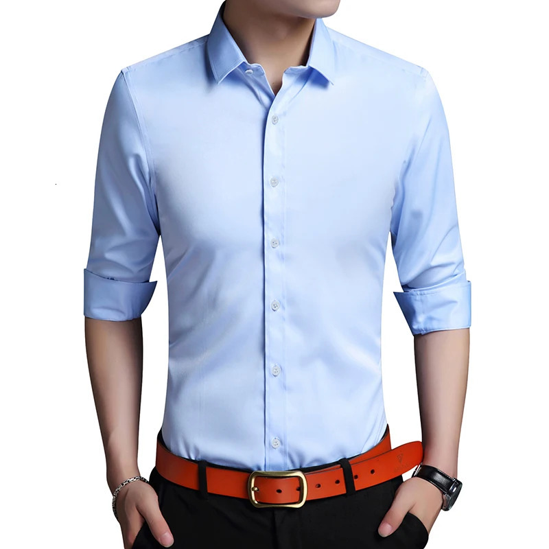 High Quality Mens Dress Shirt White Long Sleeve Business Wedding Slim Fit Cotton Office Wearing Royal Blue Shirts Men 5xls 251020