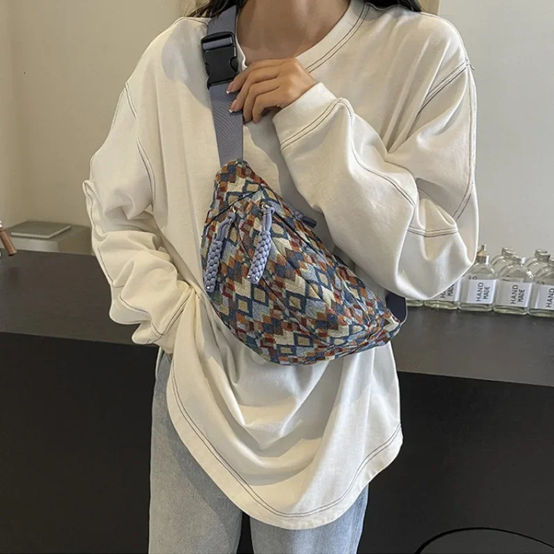 Bohemia Corduroy Belt Bags for Women Fashion Fanny Pack Female Banana Waist Bag Hip Purse Shoulder Crossbody Chest Bag Pocket 251023
