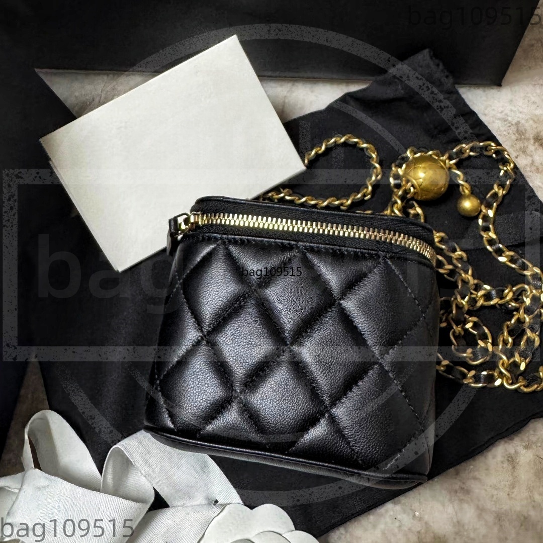 10A Chain Vanity Bag Designer Caviar Makeup Bag Mini Cosmetic Bag Diamond Lattice Make Ladies Bags Luxury Bag Equipped with Mirror Inside Cc Bag