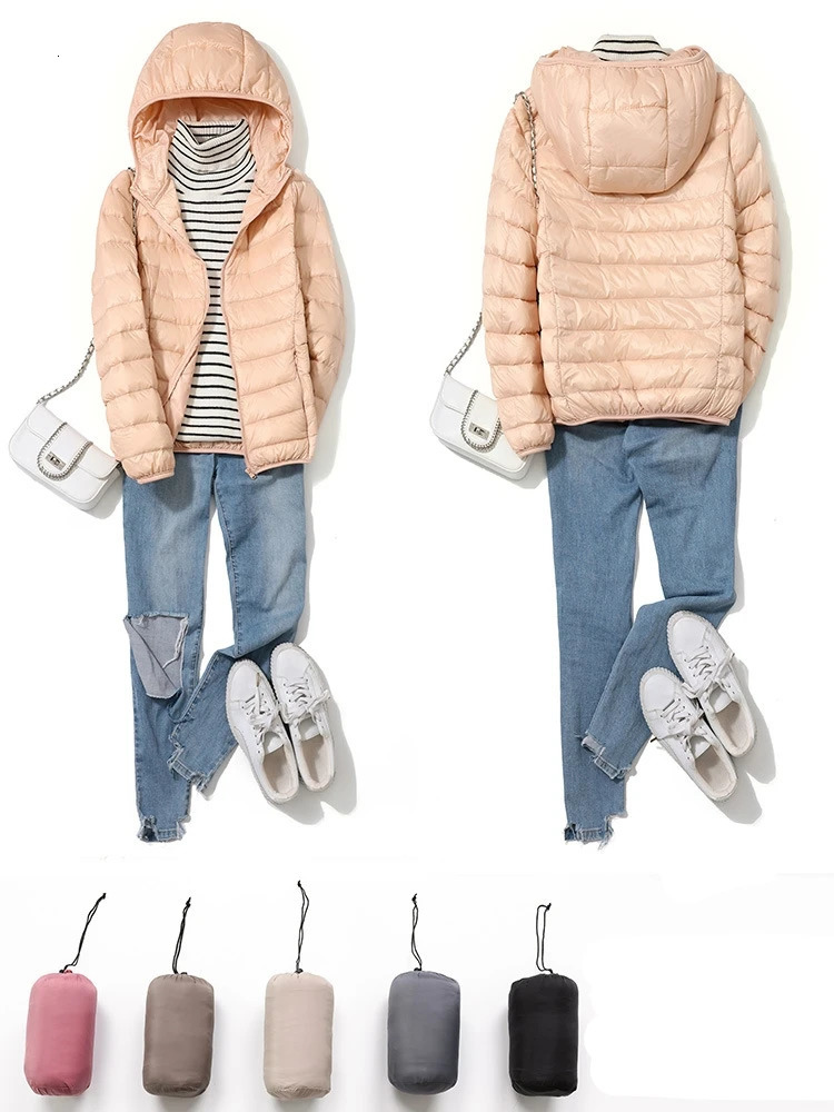 15 Colors Women Ultra Lightweight Puffer Jacket Korean Fashion Hooded Short Female WindResistant Breathable Down Coat 251020