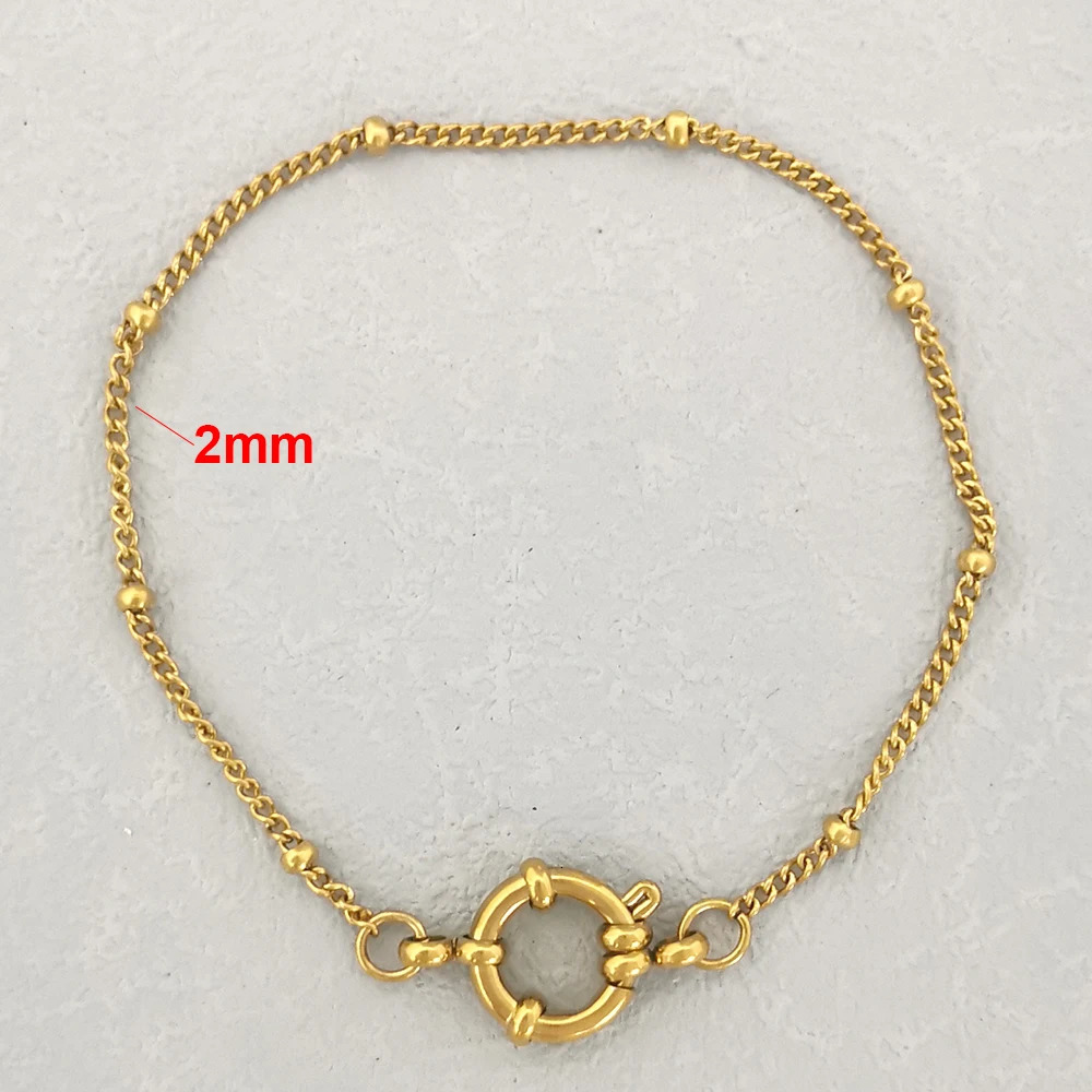 QMHJE Stainless Steel Bracelet Women Men Anchor Clasp Beads Chain Sailor Wheel Geometric Link Basic DIY Gold Silver Color Punk 251023