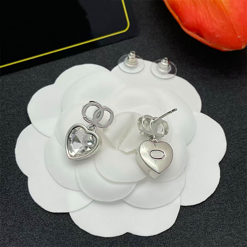Luxury 925 Silver Earrings Brand CC Earrings High Quality Crystal Stainless Steel Designer Jewelry for Women