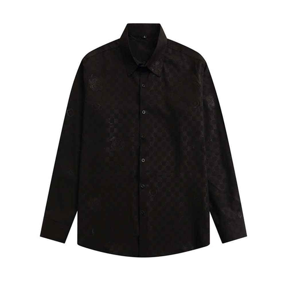 2026 High quality designer men's shirt, fashionable classic small jacquard shirt, men's casual shirt, formal dress shirt, spring and autumn single breasted top shirt