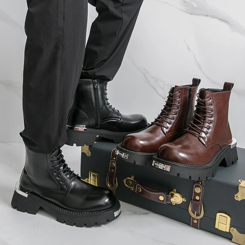 Winter Business Men Work Boots Blackbrown Thicksoled Durable Laceup Fashionable Chelsea Boots Training Boots Men Sizes 3846 251023