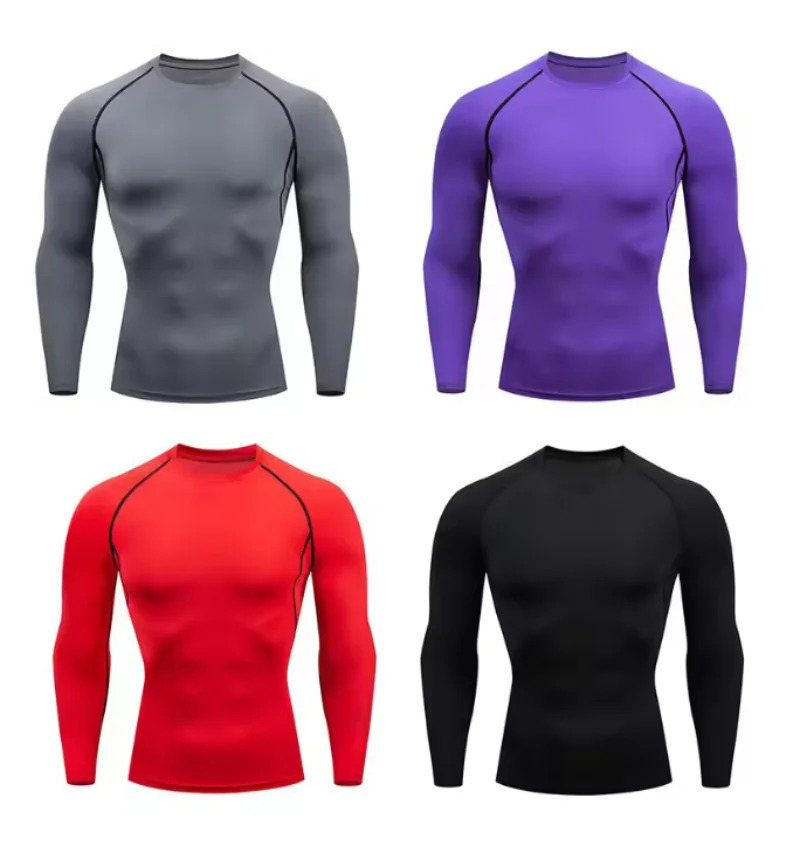 Mens Compression Shirt Men Rashgard Fitness Long Sleeve Running Shirt Man Gym Under T Shirt Football Sportswear Tights 251020