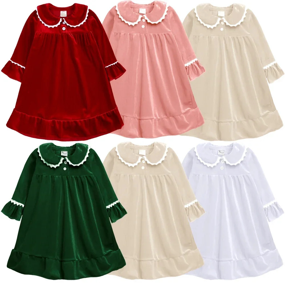 Kids Christmas Costume Custom Red Velvet Print Overalls Family Match Boy Girl Robes Dress Suit First Kids Clothes 251023