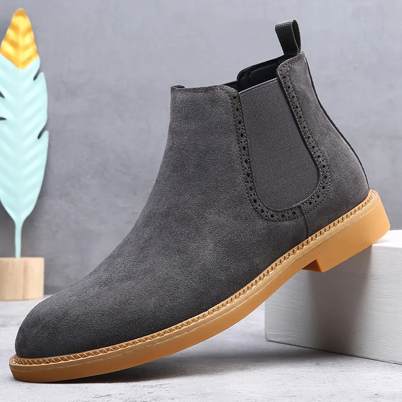 Suede Leather Men Ankle Boots Casual Slip on Formal Oxford Boots Vintage High Top Shoes Fashion Man Chelsea Botas Business Shoes 251023