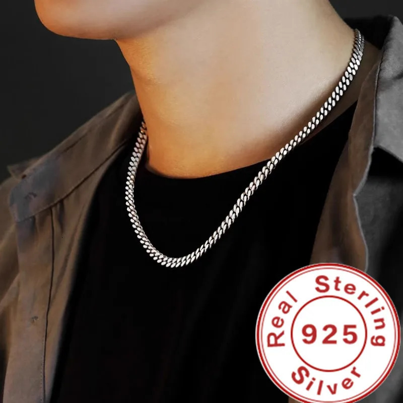 Original 925 Sterling Silver 8MM Cuban Necklace Men Women Wedding Fine Jewelry Accessories Party Gift 251013