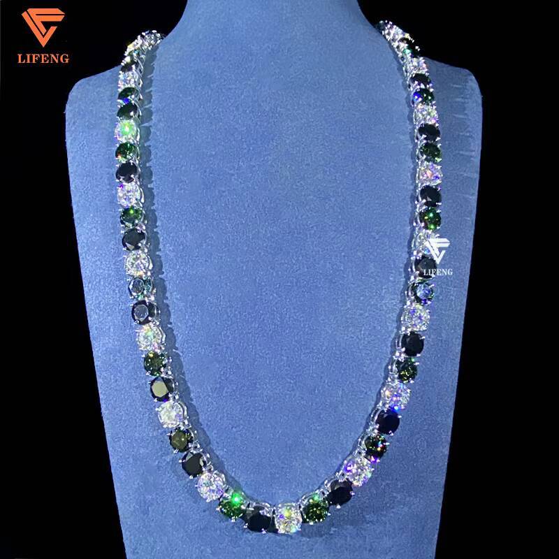 925 Silver VVS Diamond Necklace for Men Colorful YellowBlack Moissanite Tennis Chain Hip Hop Style Mens Jewelry