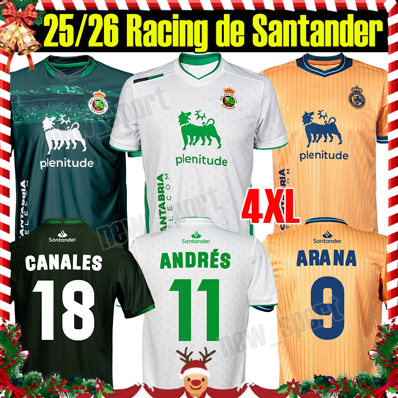 4XL 25/26 Racing de Santander Soccer Jerseys Fans Version VILLALIBRE VICENTE JEREMY ARANA 2025 2026 SULEIMAN CANALES MICHELIN SANGALLI Men Uniforms Football Shirts