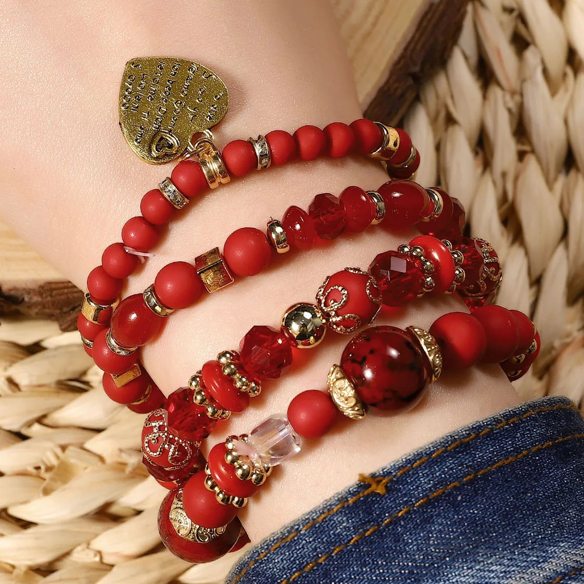 4PC Womens Fashion Elements Elastic Bead Mixed Color Love Bracelet Jewelry Accessories Suitable for Date Party Festival Gifts 251023
