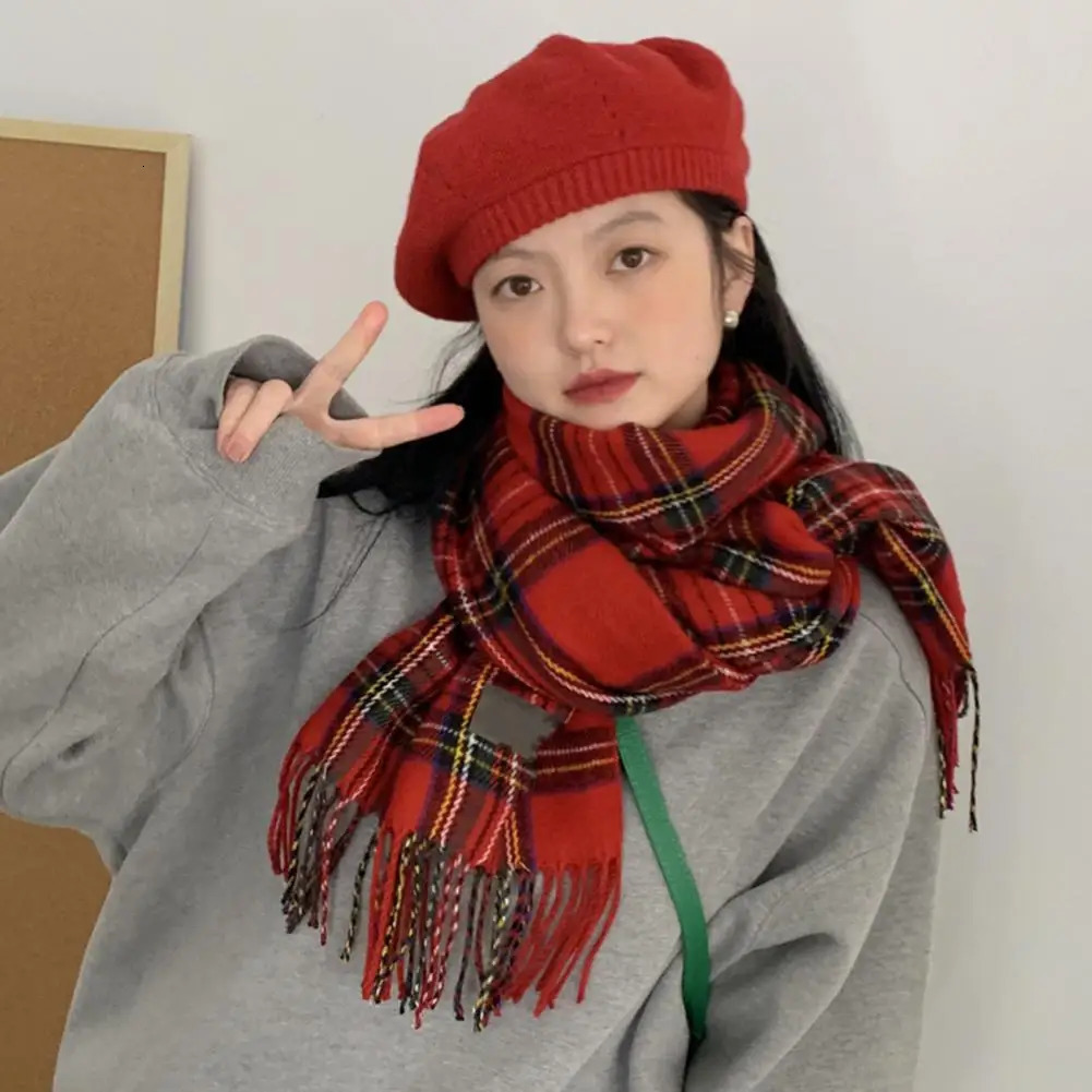 Versatile Fashion Accessory Vibrant Cozy Winter Scarf Christmas Years Red Gift Ambience Soft Thickened Warm for Women 251024