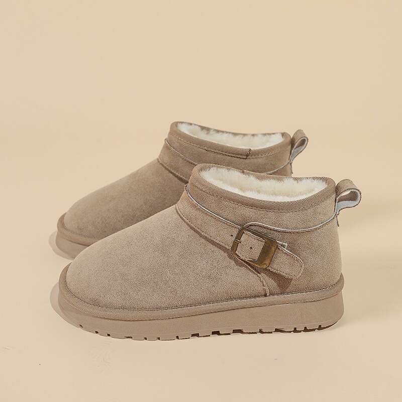 Thick-Soled Snow for Women 2025 Four Seasons New Style Sheepskin Integrated Warm Cotton Shoes Non-Slip Outdoor Wear Fleece-Lined Short Boots