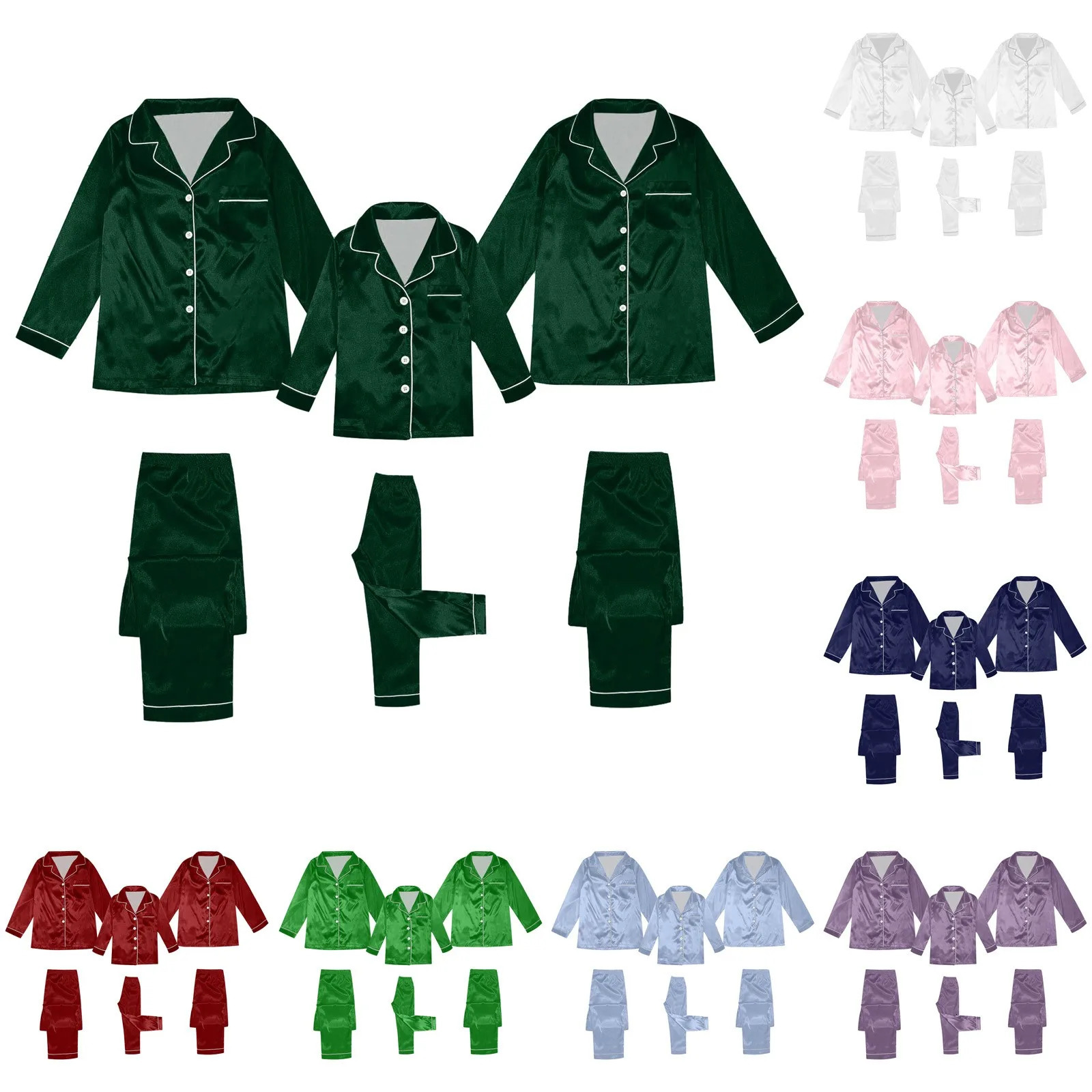 Children Pajamas Family Fashion Simple Style Button Up Shirt Pants Long Sleeve Loose Comfy Two Piece Suit Hundred Matching Cloth 251023