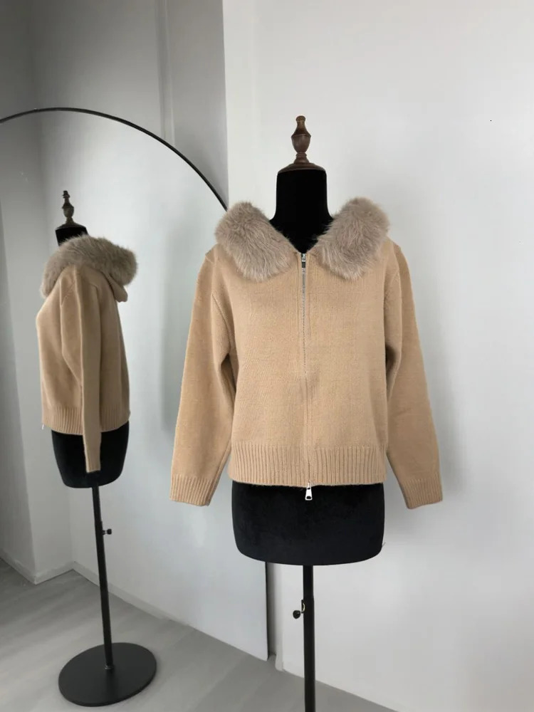 Tossy Winter Female Sweater Hoodie Cardigan Fluffy Zipper Patchwork Long Sleeve Ribbed Solid Knit jacket Coat Womens 251015