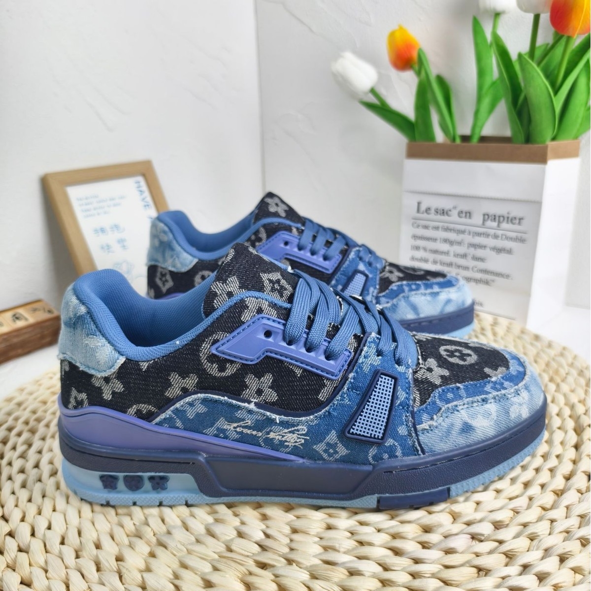 Designers new free shipping retro style denim patchwork trendy versatile casual shoes 36-44