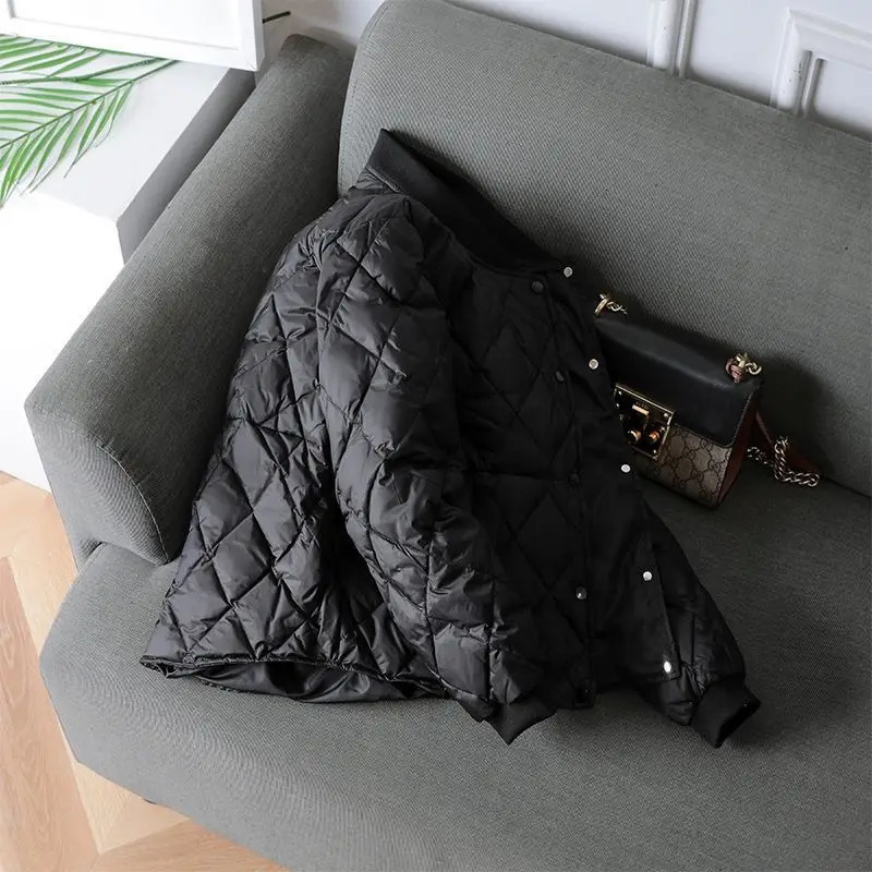 Women Fashion Ultra Light Down Cotton Outwear Short Quilted Jacket Autumn Winter Single Breasted CottonPadded Coat 251017