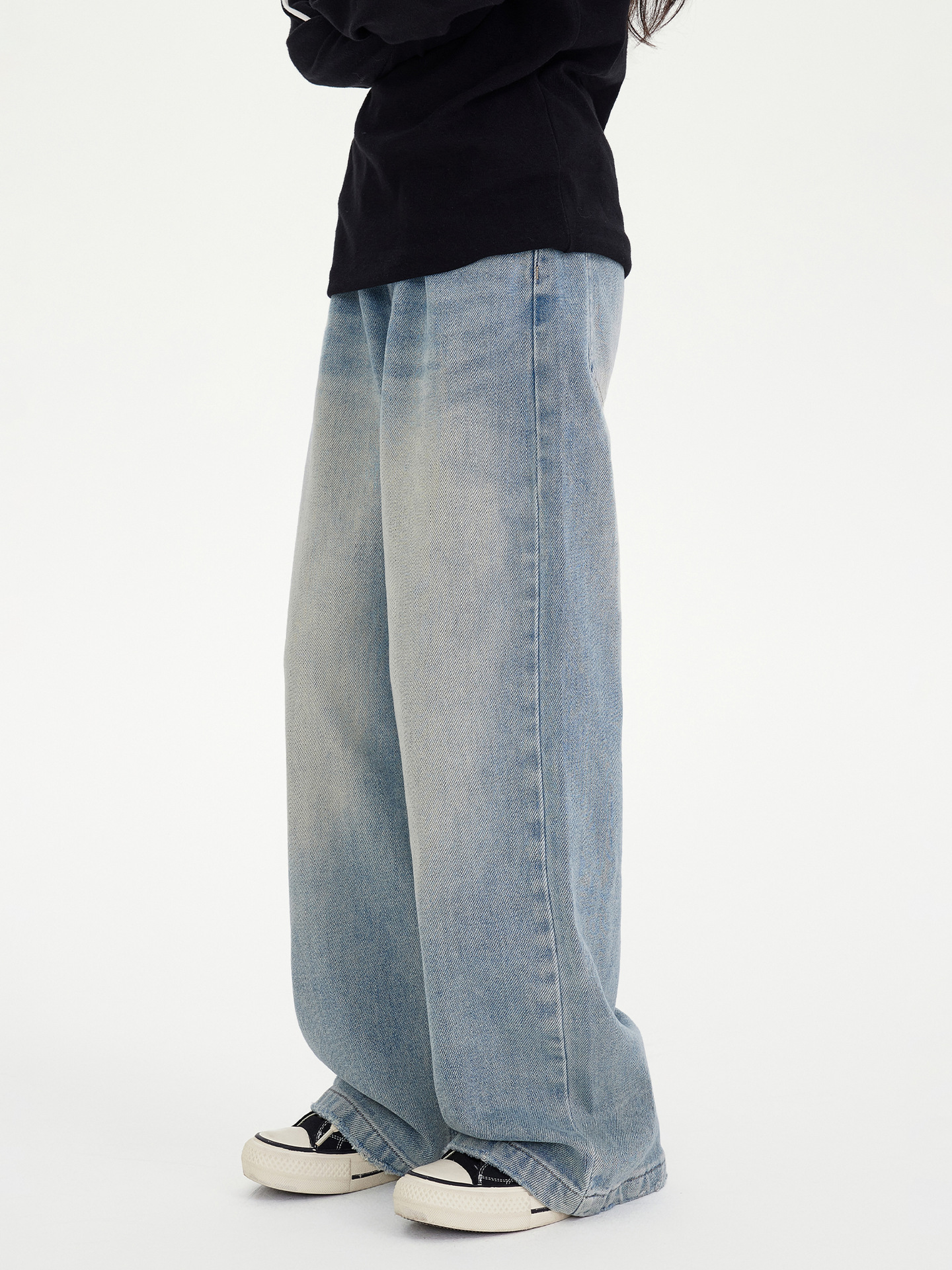 Kids Clothing Jeans 2025 Autumn Winter Girls Straight Leg Jeans, Vintage Washed Wide Leg Denim Trousers, Loose Casual Pants for Children Free Shipping