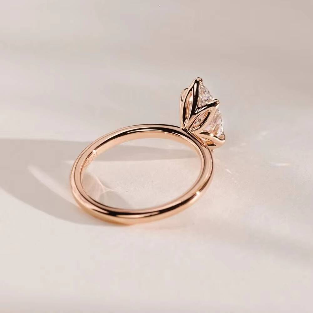 Beautiful 18K Rose Gold 2CT Marquise Moissanite Diamond Ring Solitaire Fine Jewelry Women Wedding Engagement Rings