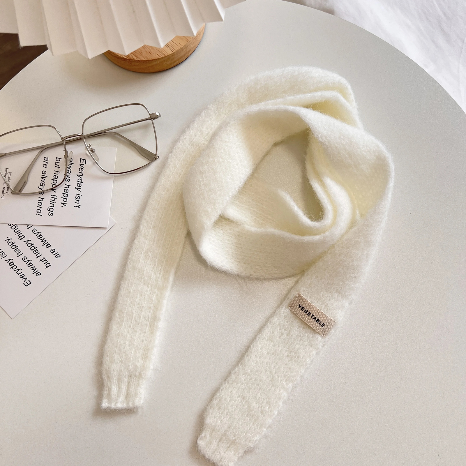 Knitted Scarves Korean Style Thin Scarf Fashionable Plush Long Solid Scarf Womens Mink Fur Y2K Girl Scarf for Warm 251024