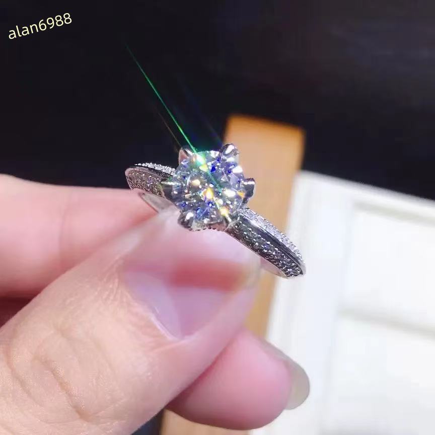 DHCollections Engagement Rings Jewelry Plated Ring Gold High Quality in Stock Sterg Sier for Women with Moissanite 1ct 65mm M27A