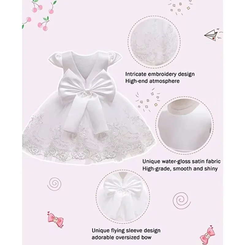 Toddler Girl Princess Dress Elegant Party Dresses For Girls Baby Lace Wedding Dress Baptismal Costume Backless Children Dresses 251023