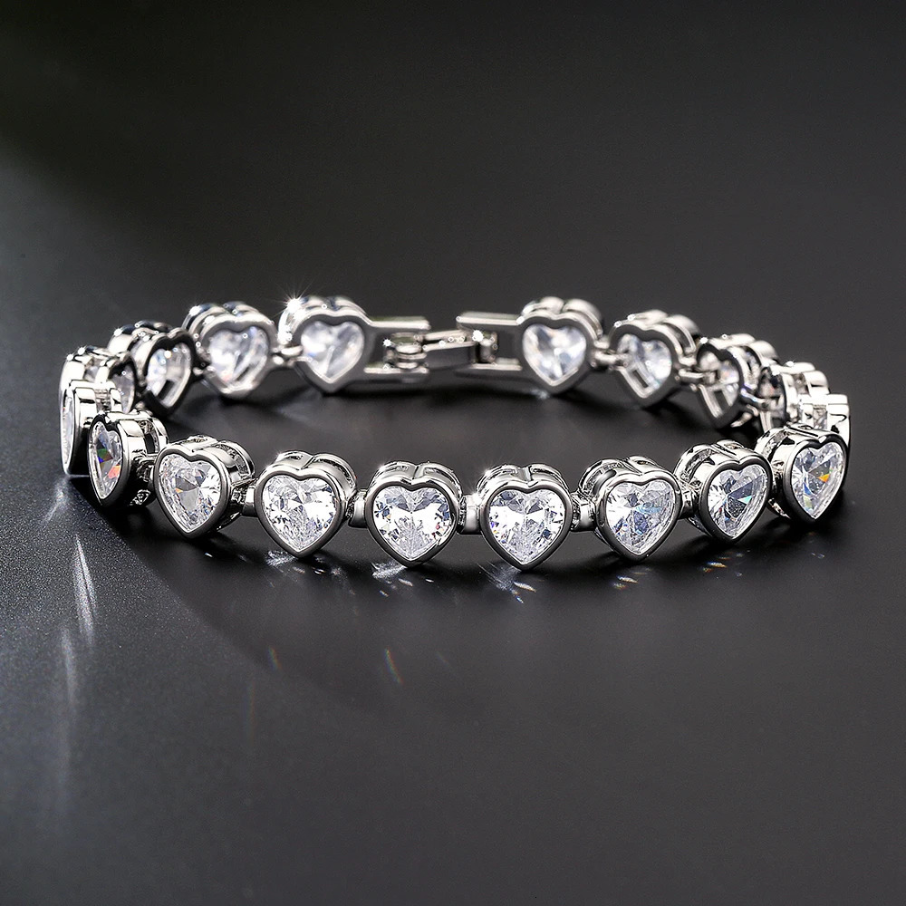 TrendMen HiphopRock Trendy Square Zirconia Tennis Bracelets For Fashion Men Women Silver Color Crystal Wristlet Jewelry Bangles 251023