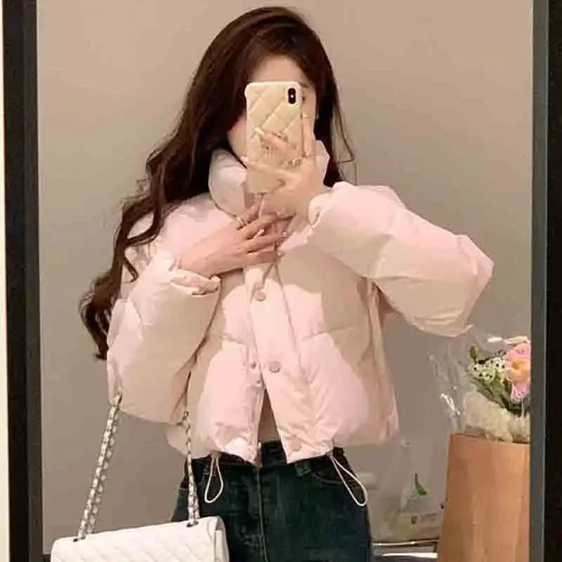 Korean Style Standup Collar Short Parka 2024 Winter Warm Cotton Padded Jacket Ladies Allmatch Bread 251017