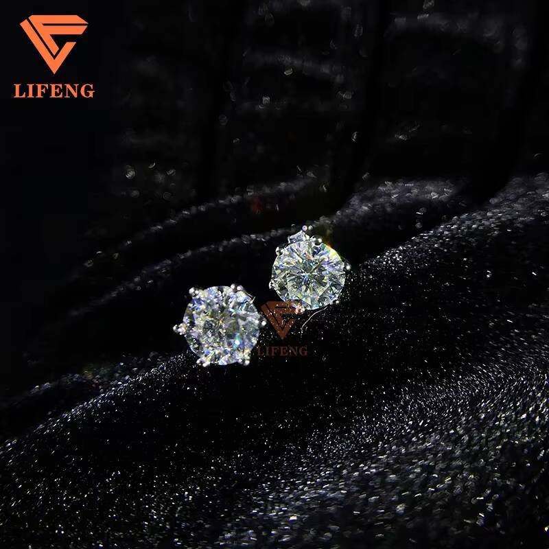 18k Gold Plated DVVS Moissanite Earrings Screw Back Round Cut 1 Karat Stud Earrings 925 Silver Hip Hop Earring for Men and Women