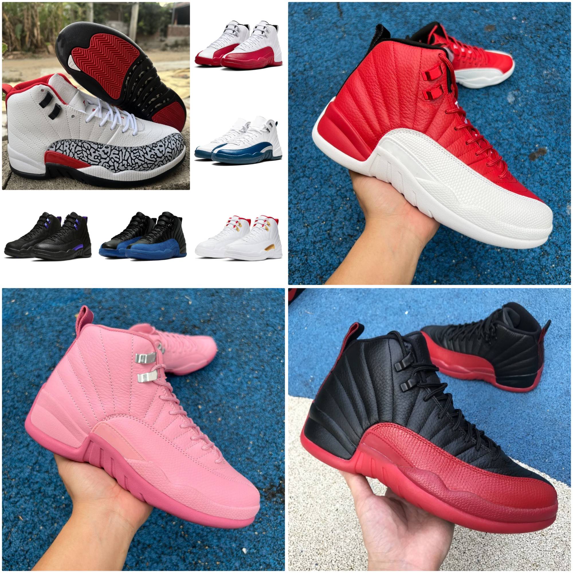 Designer 12 Cherry 12s Mens Basketball Shoes Pearl Pink Red Taxi Playoffs Fieled Purple Brilliant Orange Wolf Grey Flu Game Royalty Blueberry Alternate Men Sneakers