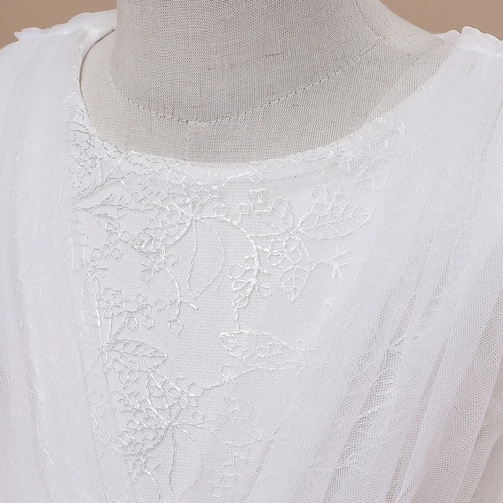 Long Sleeve White Lace Bridesmaid Dresses Teens Girls Birthday Princess Party Dress Children Formal Wedding Evening Vestidos 251023