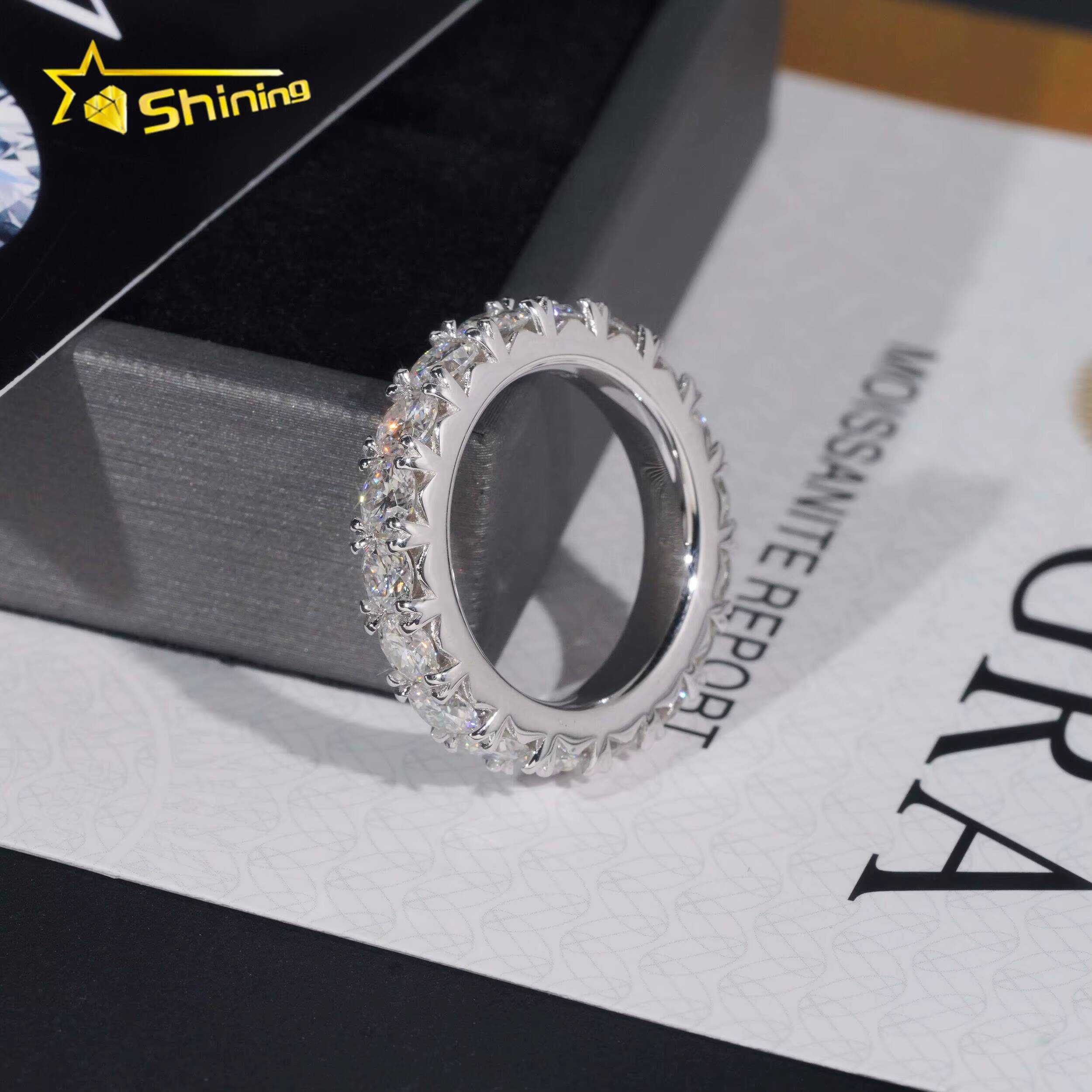 Pass Diamond Tester Silver 925 Vvs Moissanite Lab Diamond Hip Hop Iced Out Jewelry Band Ring