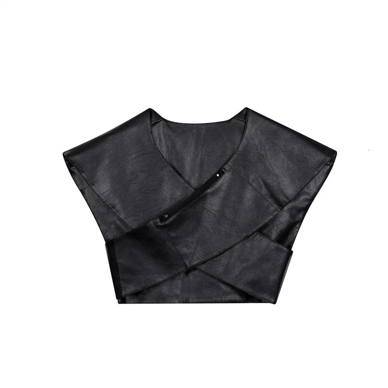 SYUHGFA Men Clothing Autumn Personalized PU Leather Waistcoat Trend Waistcoat Korean Streetwear Mens Short Vest 251024