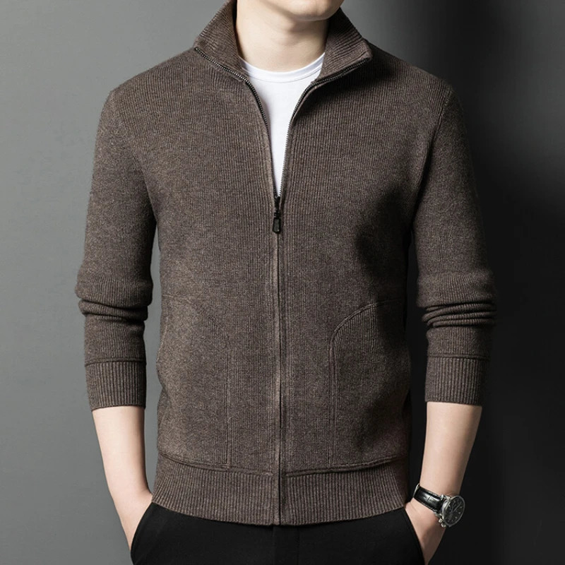 Solid Color Longsleeved Stretch Cardigan for Men Daily Casual Warm SweaterFall Jacket M4XL 251015