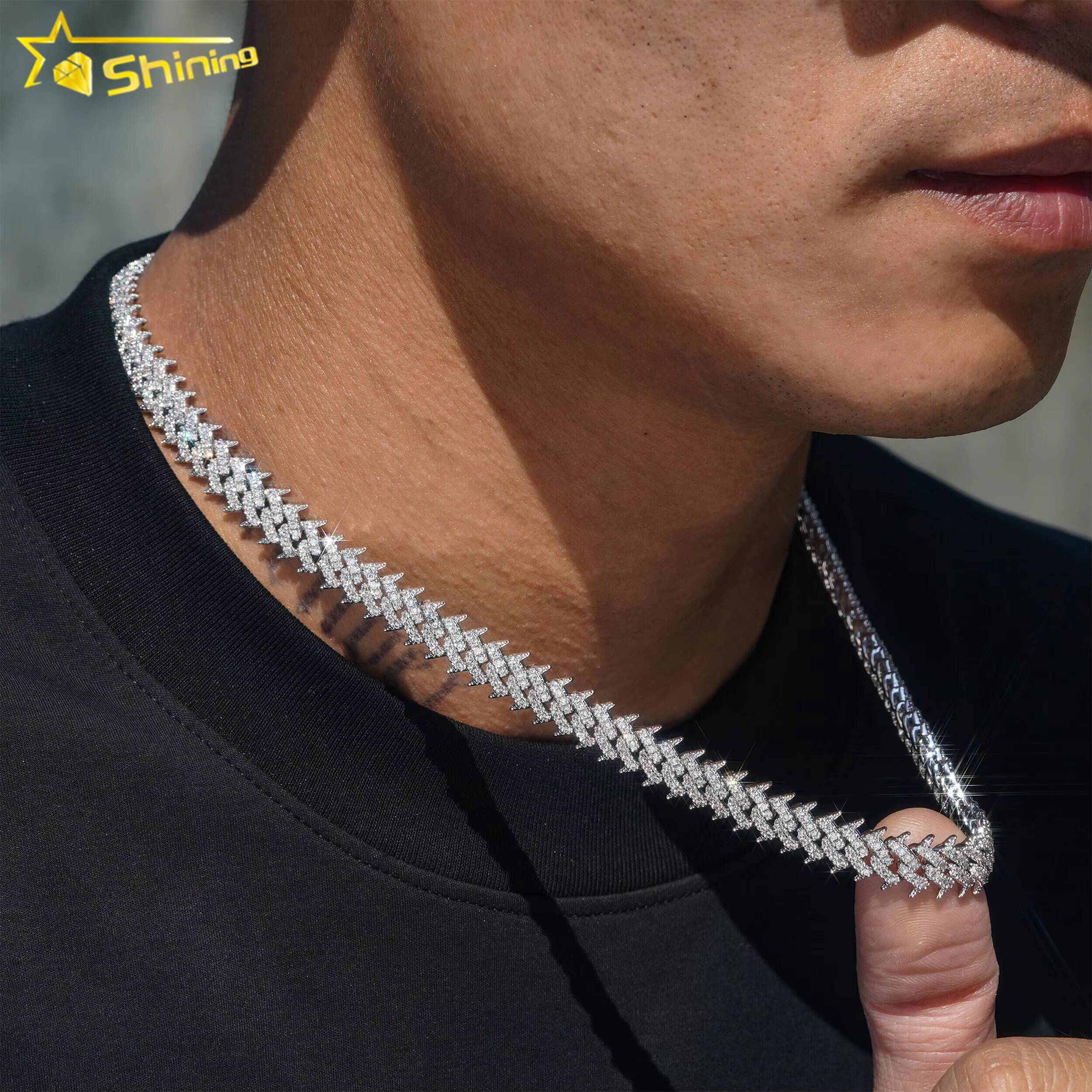 Luxury Design 925 Silver Chain Hip Hop Jewelry Iced Out VVS Moissanite Cuban Link Rapper Necklace Daily Wear