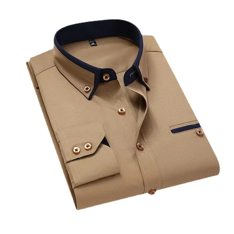 Quality Men Shirt Long Sleeve Twill Solid Striped Dress Business Office Casual Shirt Slim Fit Man Dress Shirts 251023