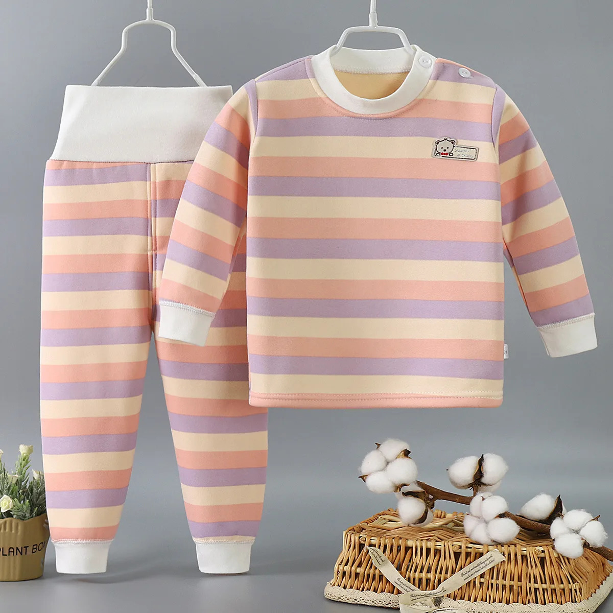 Thicken Warm Plush Children Sets Kids Clothes Boy Girl Underwear Suits Autumn Winter Children Clothinn 251023
