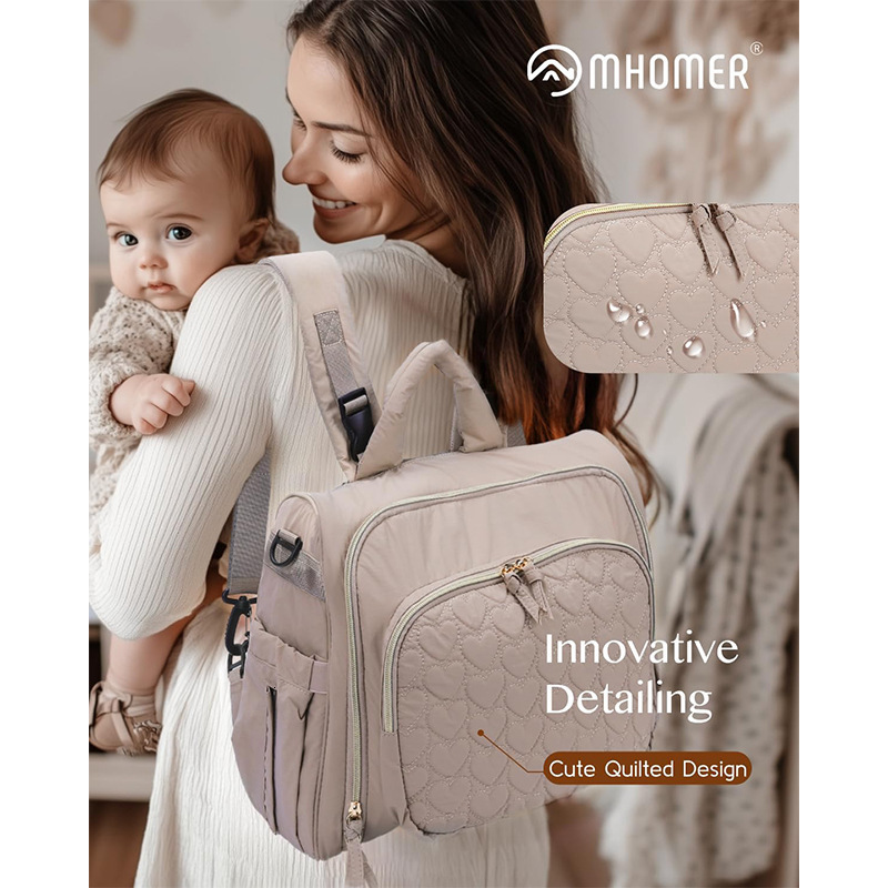 New fashionable and popular mommy bag, diaper bag, handbag, lightweight diaper backpack, insulated diaper pad, shoulder strap, designer bag