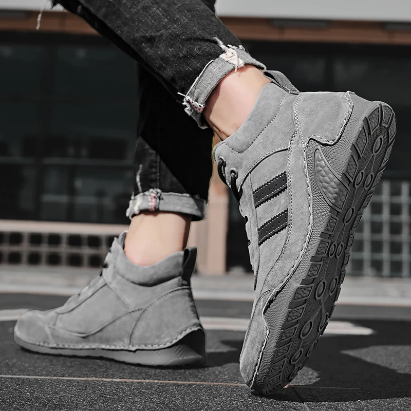High Quality Men Fashion Ankle Boots Handmade Short Boots Classic MidTop Shoes Genuine Leather Motorcycle Boot Comfy Walk Botas 251023