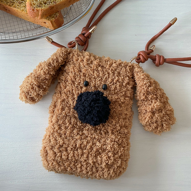 New designer handbag cute plush dog autumn and winter girl coin wallet cartoon boy baby crossbody bag
